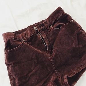 Urban Outfitters BDG Maroon Velvet Shorts